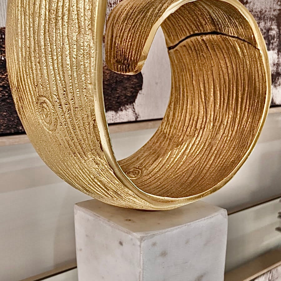 Gold XL Curl Sculpture on Marble Base – Rowen Homes