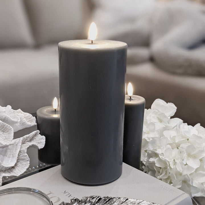 Grey Realistic Faux LED Candle - 20cm Candle 