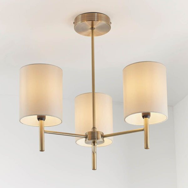 Hadleigh Gold 3 Light Semi Flush Pendant Lighting 