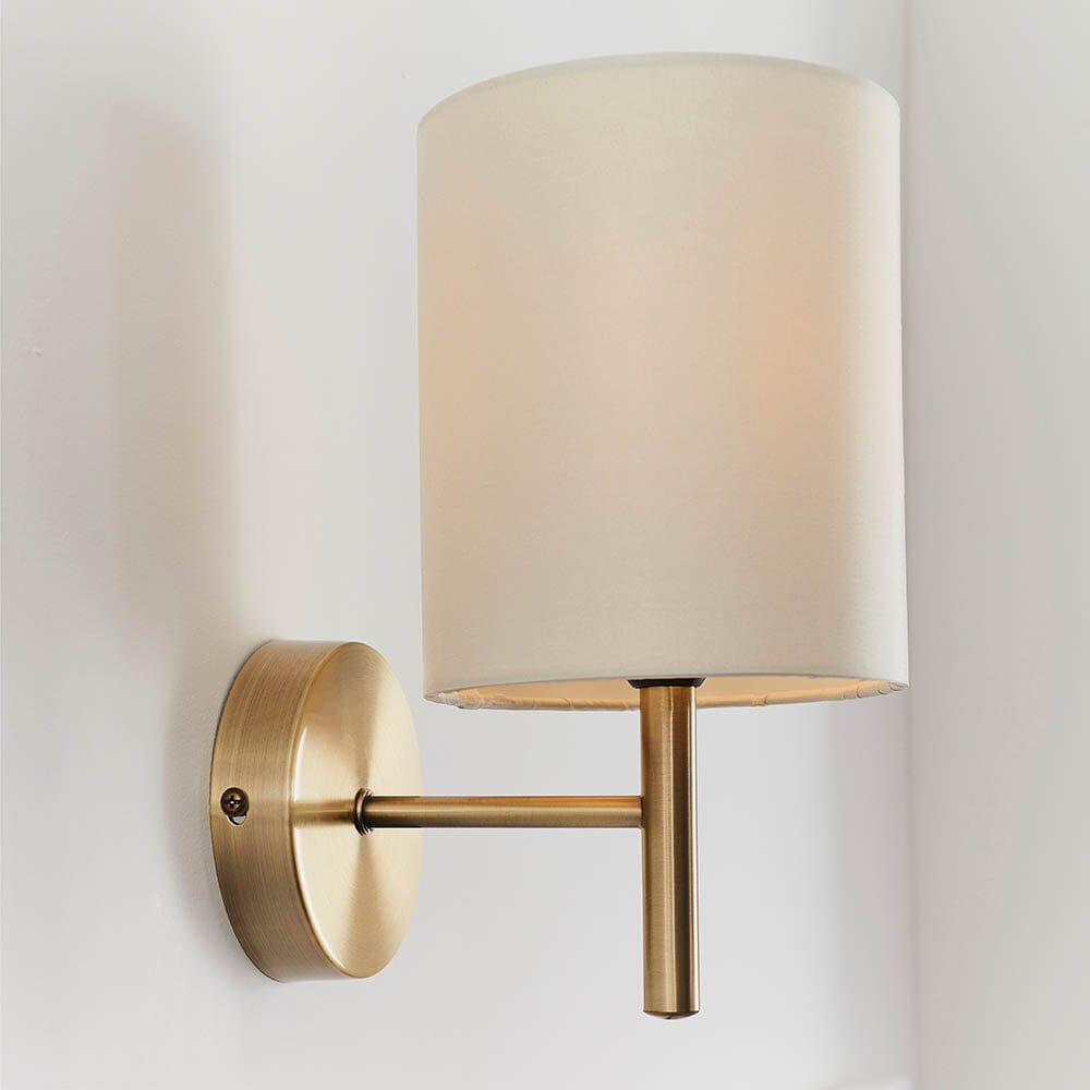 Hadleigh Gold Wall Light with Cream Faux Silk Shade Lighting 