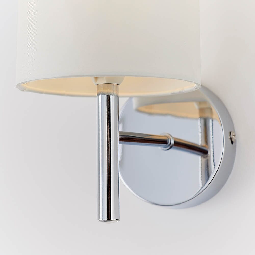 Hadleigh Silver Wall Light with Ivory Faux Silk Shade Lighting 