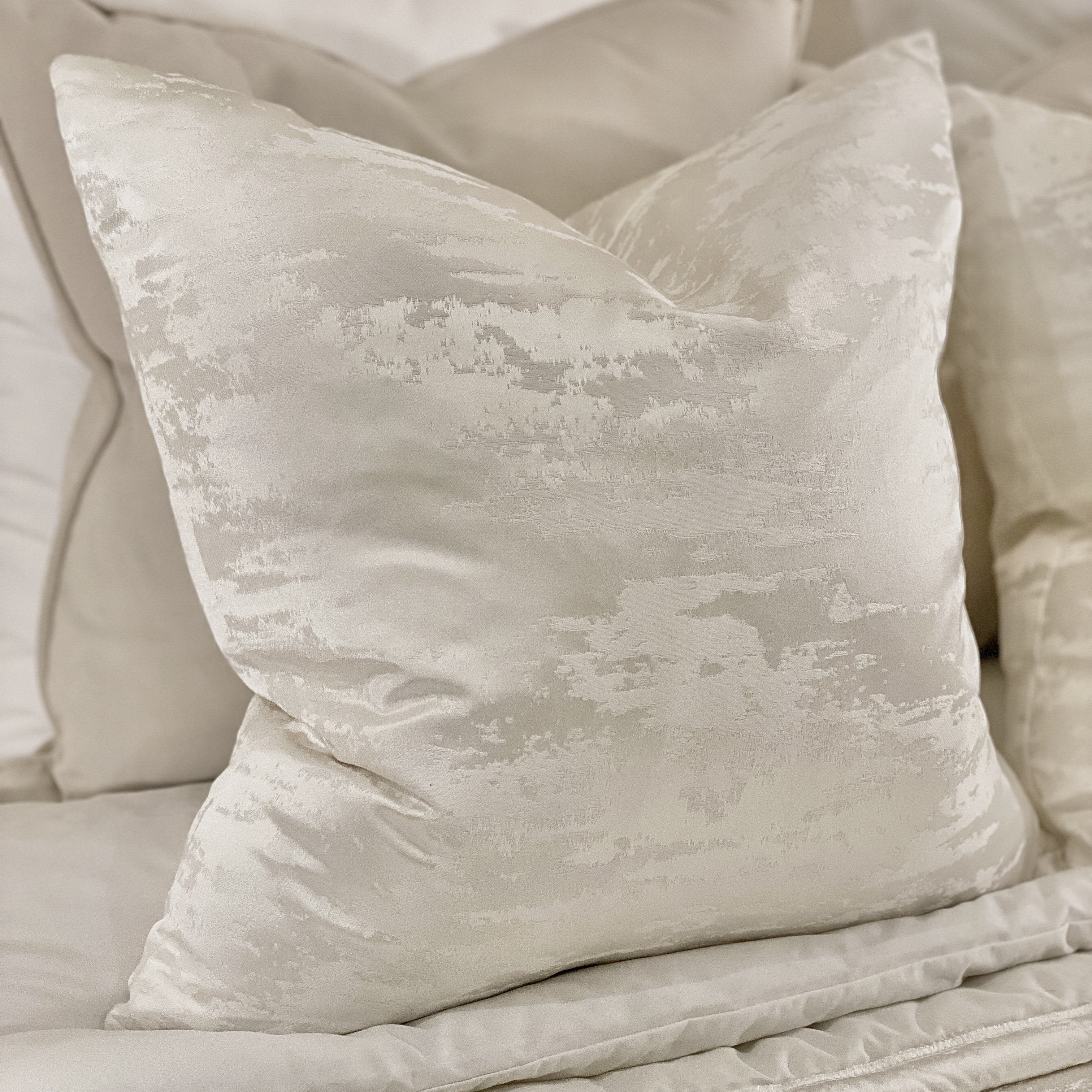 Hailes Pearl Satin Marble Effect Cushion - 50 x 50cm