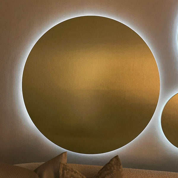 Halo Gold 110cm Round Backlit LED Metallic Wall Art Accessories 