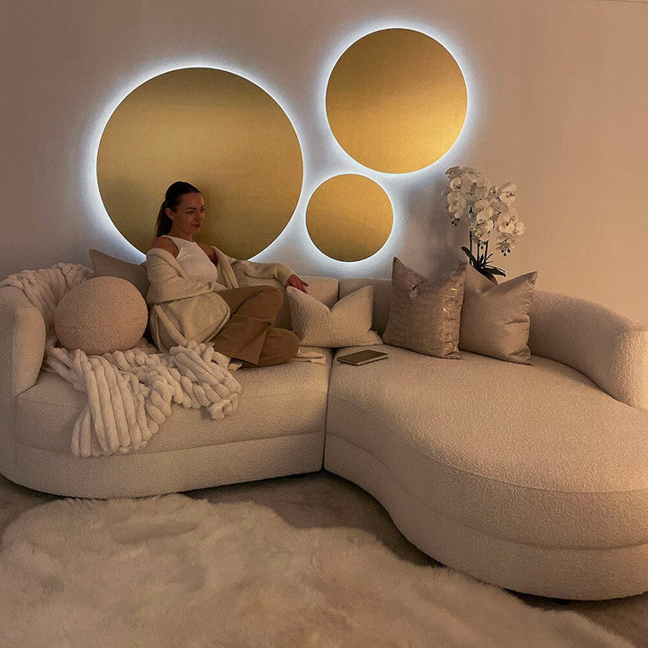 Halo Gold 50cm Round Backlit LED Metallic Wall Art Accessories 