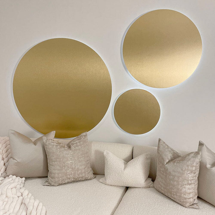 Halo Gold 80cm Round Backlit LED Metallic Wall Art Accessories 