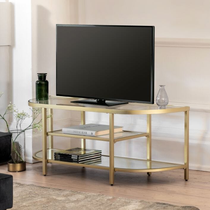 Hamilton Champagne Metal TV Unit Furniture 