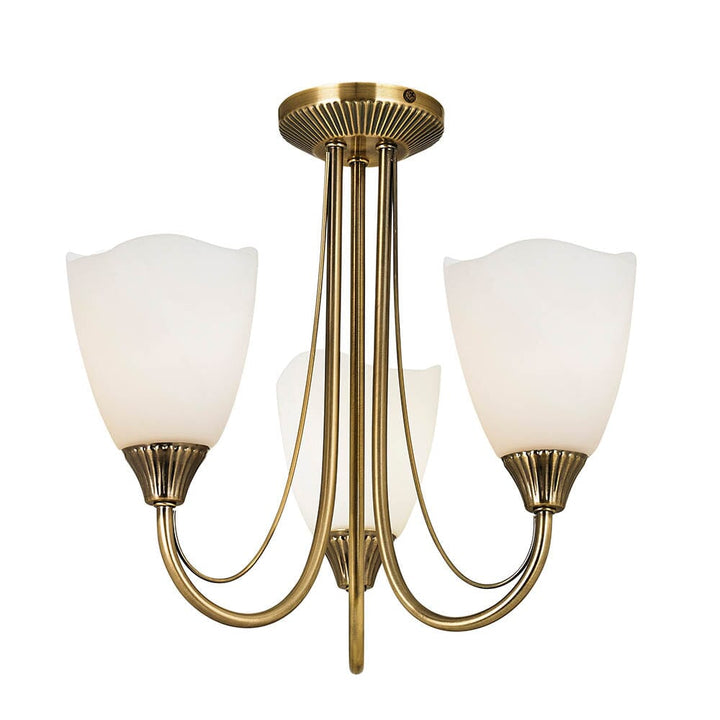 Hansen Gold 3 Light Semi Flush Ceiling Light Lighting 