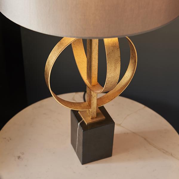 Harper Gold Distressed Lamp on Marble Base Lighting 