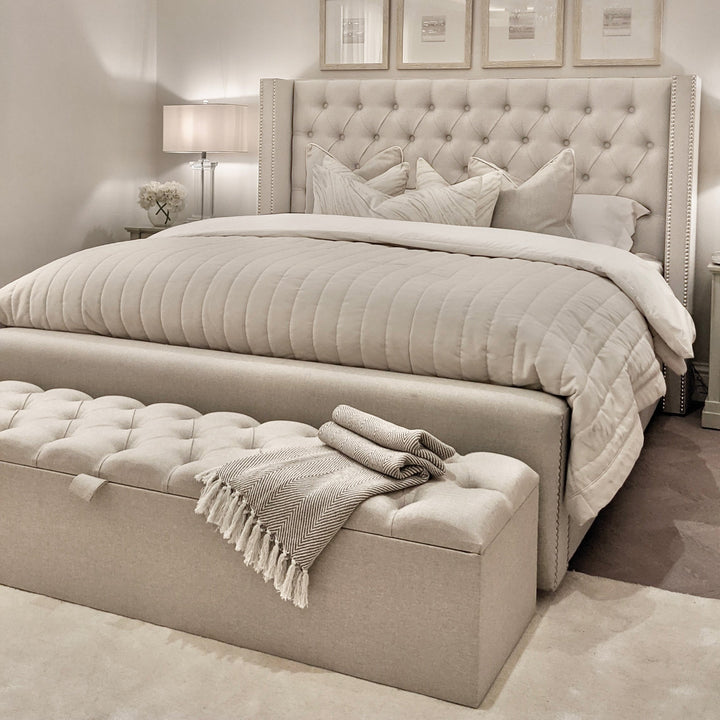 Harper Luxury Grey Buttoned Bed Sample Sample 