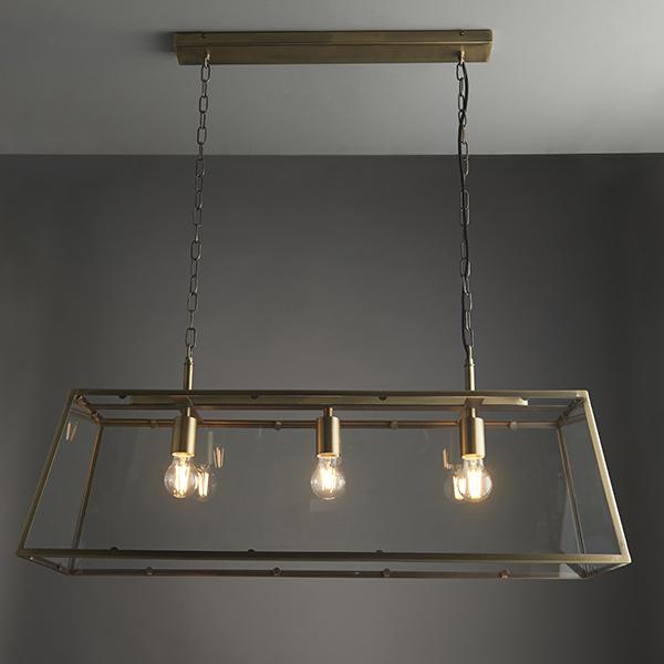 Harrison Antique Brass 3 Bulb Pendant Ceiling Light Lighting 