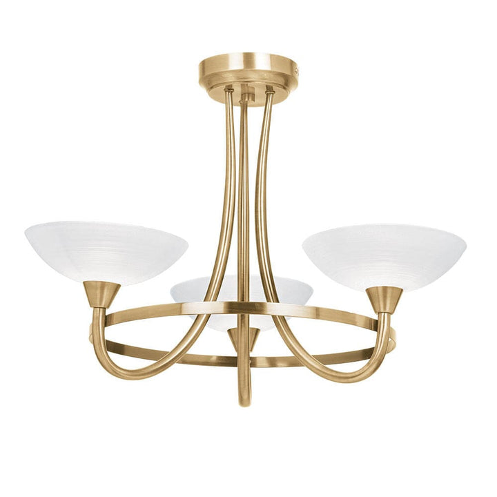 Harrogate Antique Brass 3 Light Semi Flush Ceiling Light Lighting 