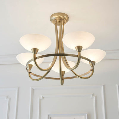 Harrogate Antique Brass 5 Light Semi Flush Ceiling Light Lighting 