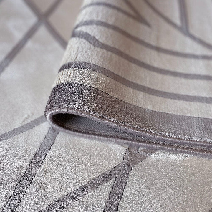 Hartley Taupe & Warm Grey Geometric Patterned Rug Textiles 