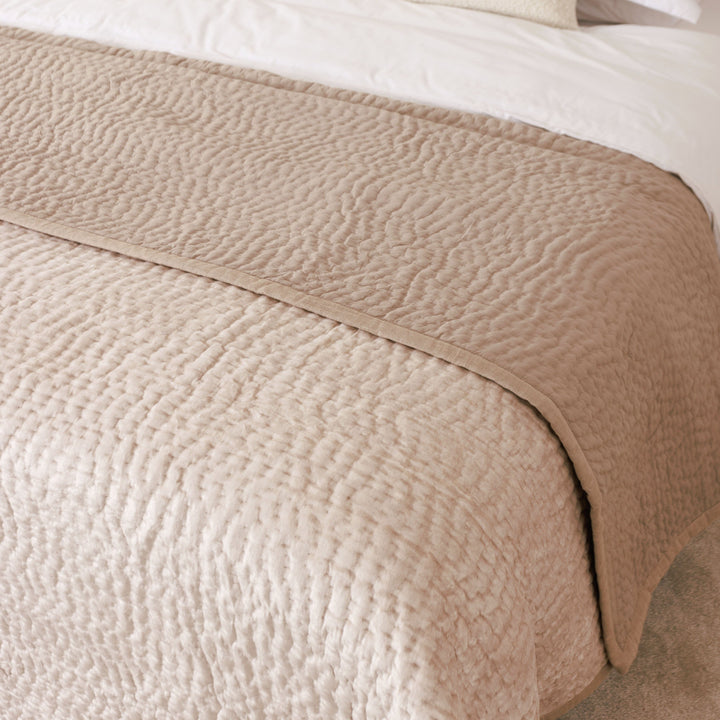 Harvard Champagne Velvet & Linen Bedspread Bedding 
