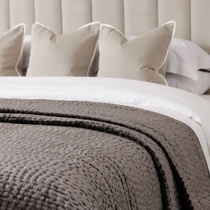 Harvard Graphite Velvet & Linen Bedspread Bedding 