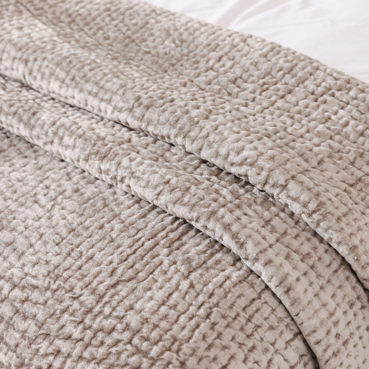 Harvard Stone Velvet & Linen Bedspread Bedding 