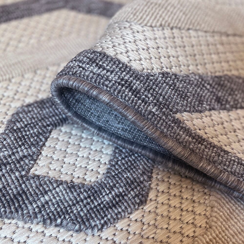 Hatfield Cream & Grey Geometric Indoor / Outdoor Rug Textiles 