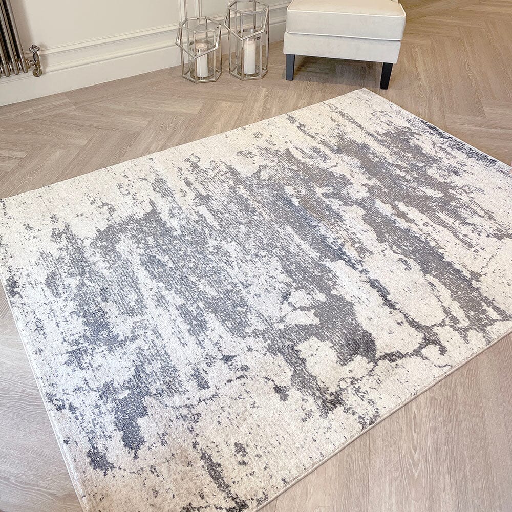 Helios Cream & Grey Marble Effect Abstract Rug – Rowen Homes