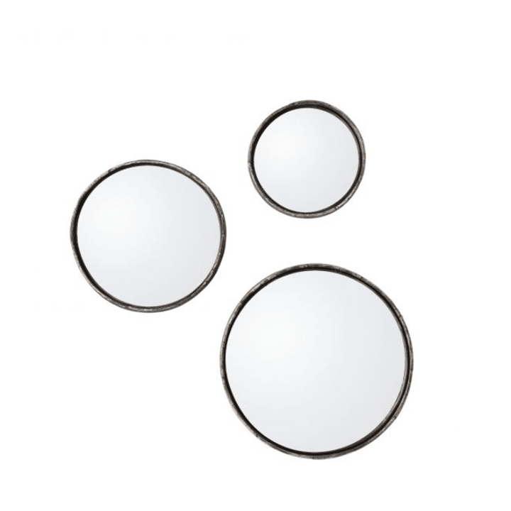 Horton Set of 3 Charcoal Round Mirrors Mirror 