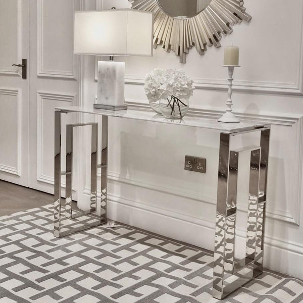 Hudson Marble and Silver Console Table Console Table 