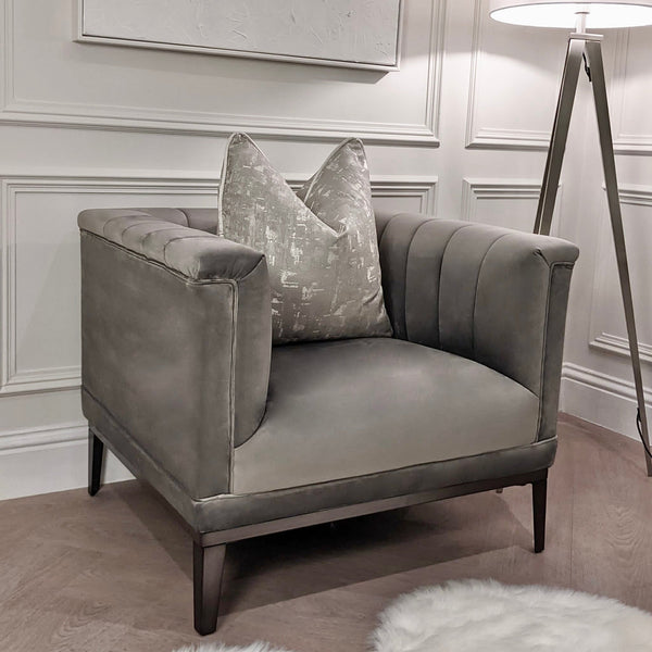 Isabella Dove Grey Velvet Premium Occasional Chair Chair 