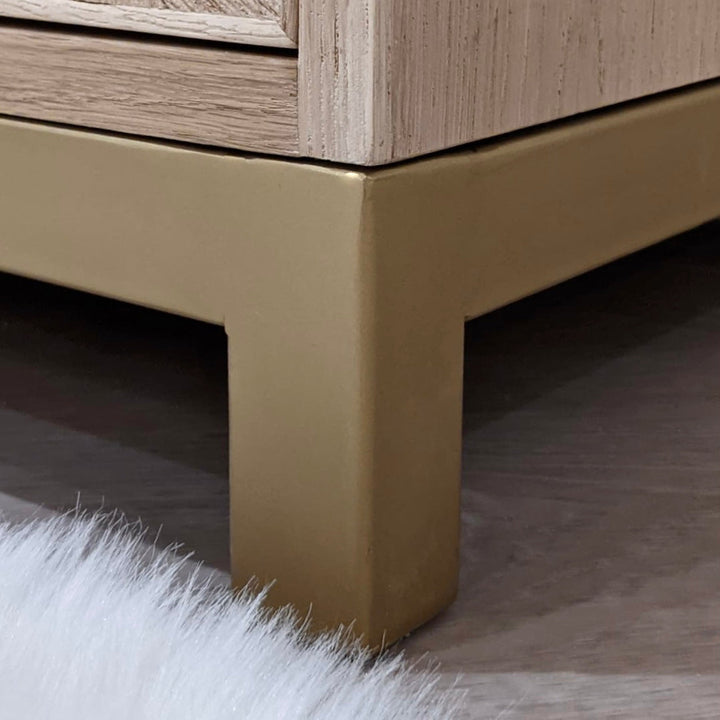 Isadore Premium Wood & Gold Bedside Table End and Side Table 