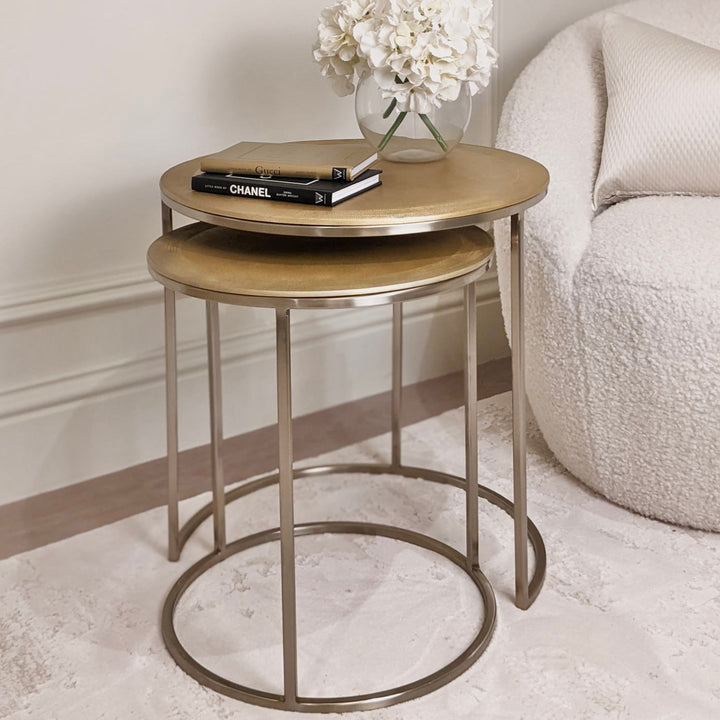 Jaycie Set of 2 Champagne Nesting Tables End and Side Table 
