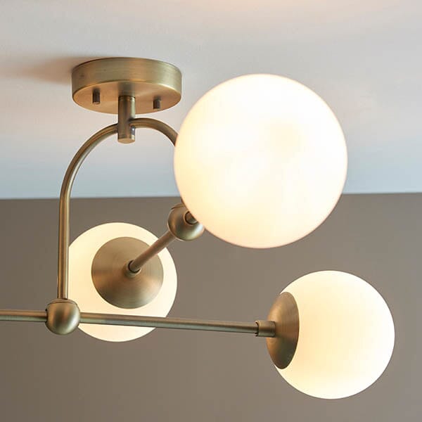 Juniper Semi Flush Antique Brass Ceiling Light Lighting 