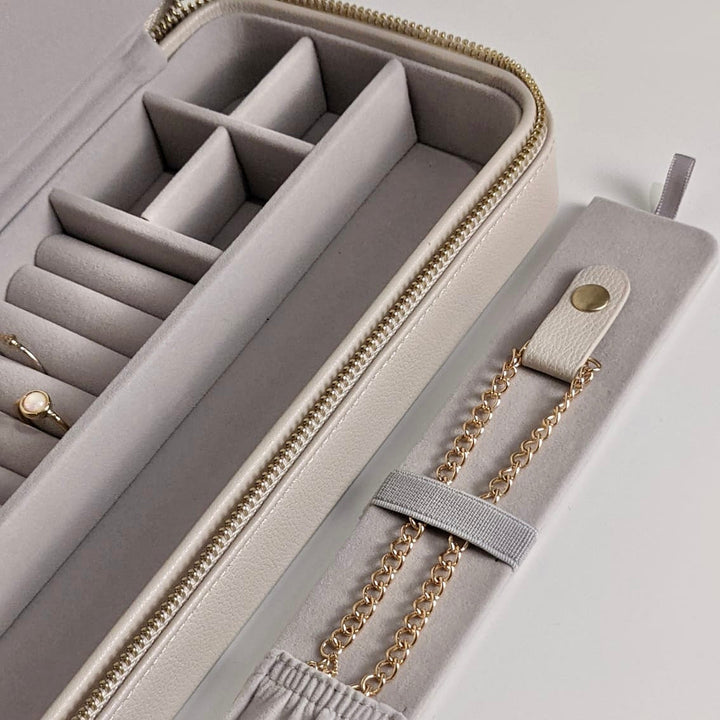 Kailani Oatmeal Luxury Zipped Jewellery Box Accessories 