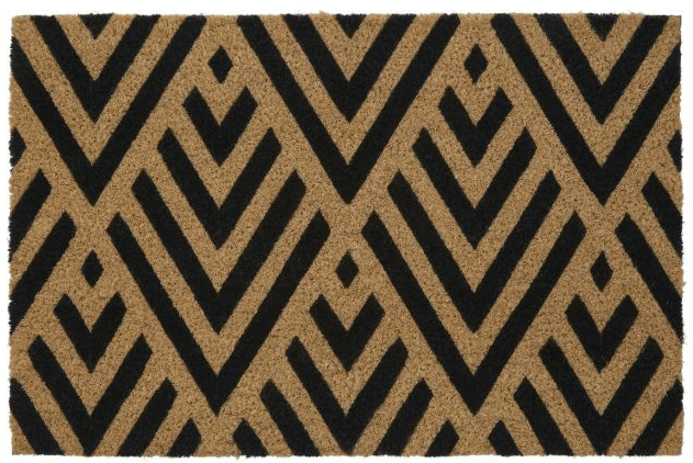 Kattie Natural & Black Geometric Print Doormat Rug 