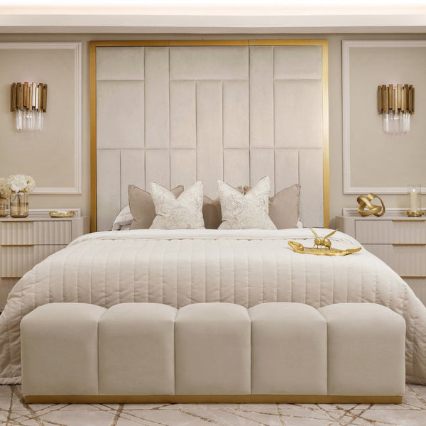 Kensington Cream & Gold Premium Abstract Headboard Headboard 