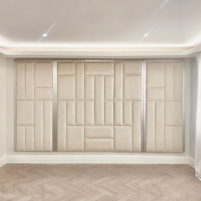 Kensington Cream & Silver Premium Abstract Headboard with Wings Headboard 