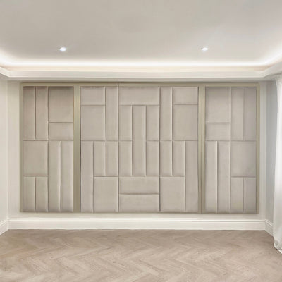 Kensington Grey & Shadow White Premium Abstract Headboard with Wings MTO Headboard 