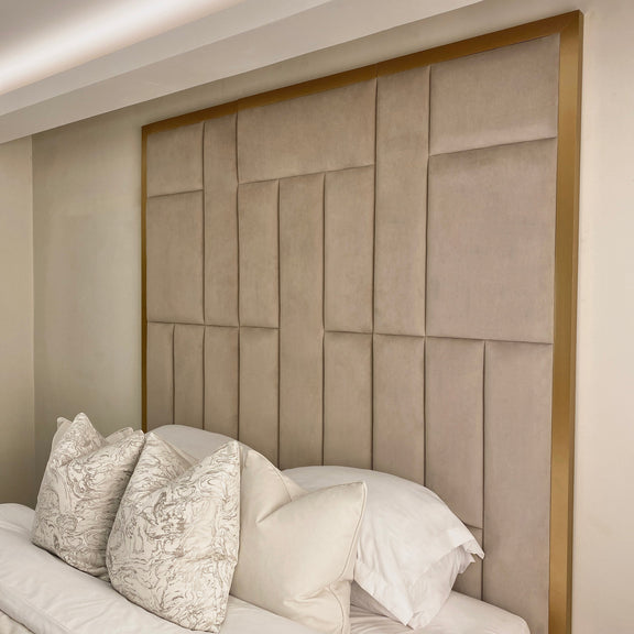 Kensington Mink & Gold Premium Abstract Headboard Rowen Homes