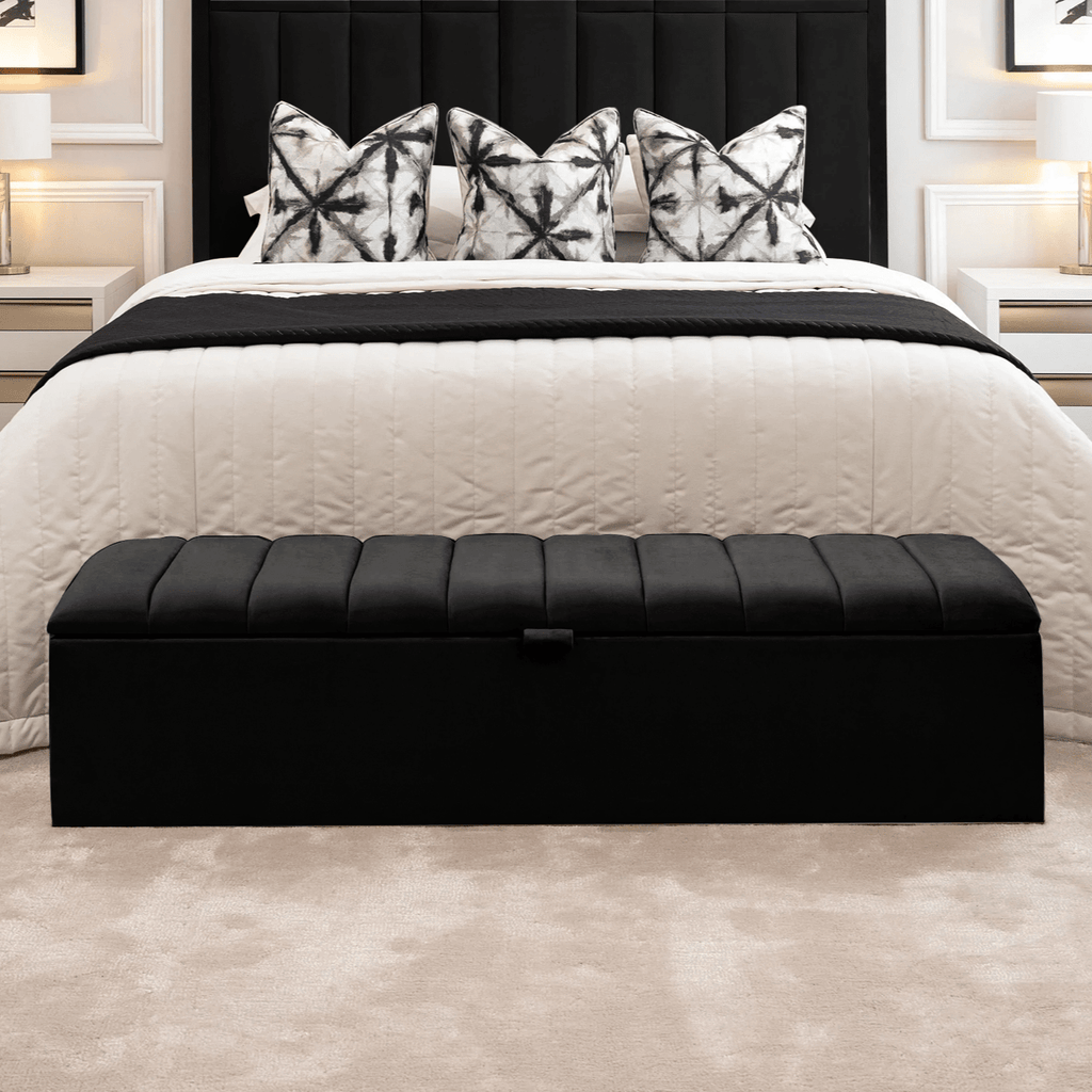 Kensington Noir Panelled Ottoman Box
