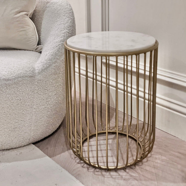 Kiata Gold & Marble Side Table End and Side Table 