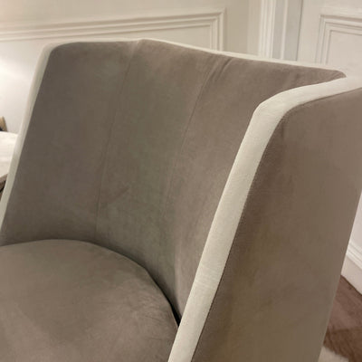 Knightsbridge Mink Velvet Accent Chair With Cream Piping MTO Sofa 