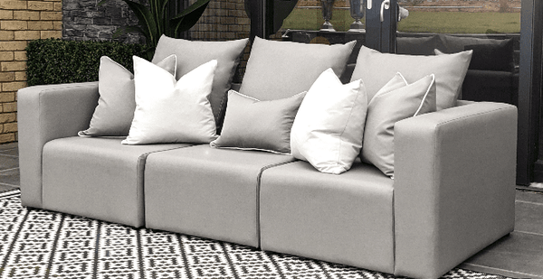Kos Luxury Flint Grey Outdoor 3.5 Seater Sofa - Waterproof Cover 