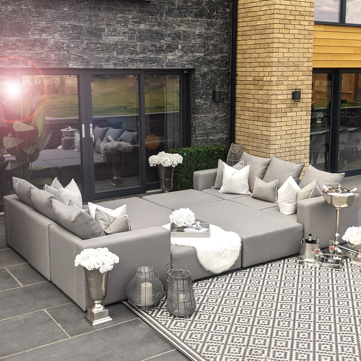 Kos Luxury Flint Grey Outdoor Sofa - XL Sofa Bed Set Garden 