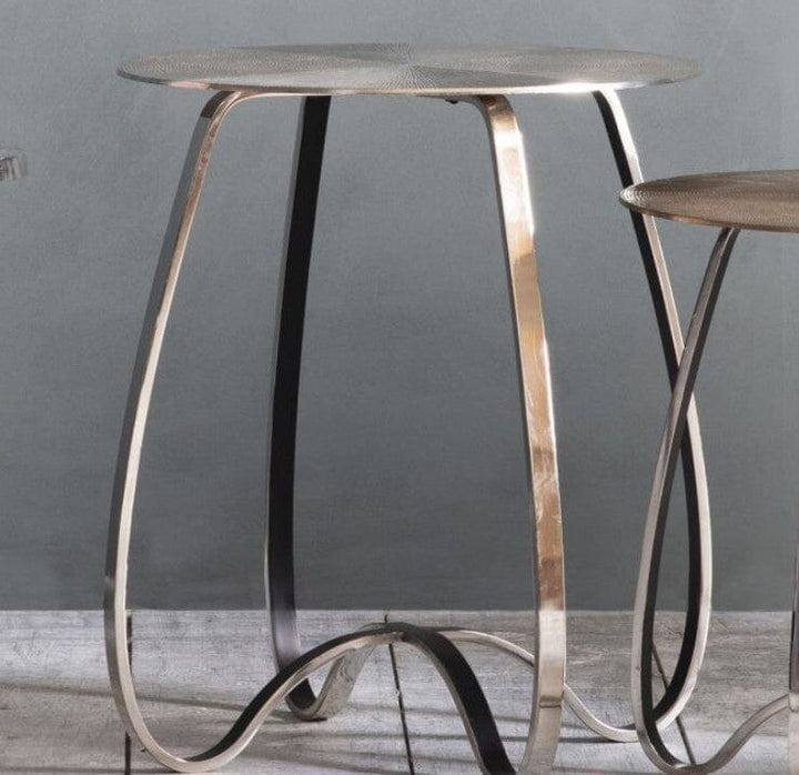 Kurva Silver Round Side Table End and Side Table 