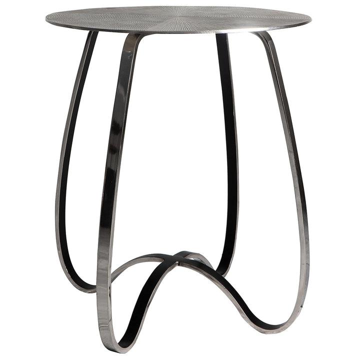 Kurva Silver Round Side Table End and Side Table 