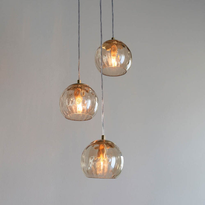 Laguna Champagne & Gold 3 Light Pendant Ceiling Light Lighting 