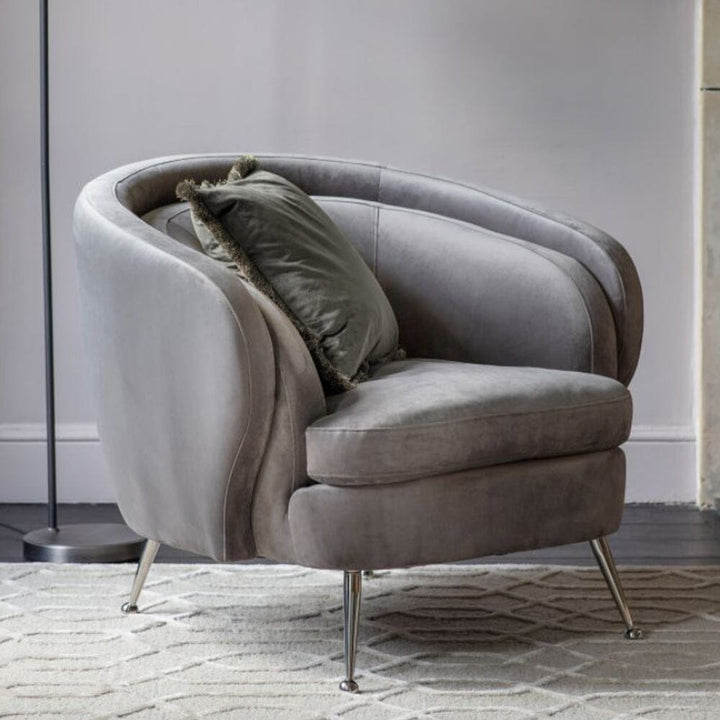 Lamezia Grey Velvet Tub Chair Chair 