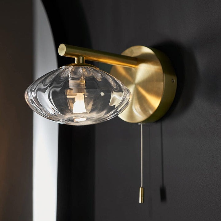 Lana Gold Wall Light with Ribbed Glass Shade Lighting 