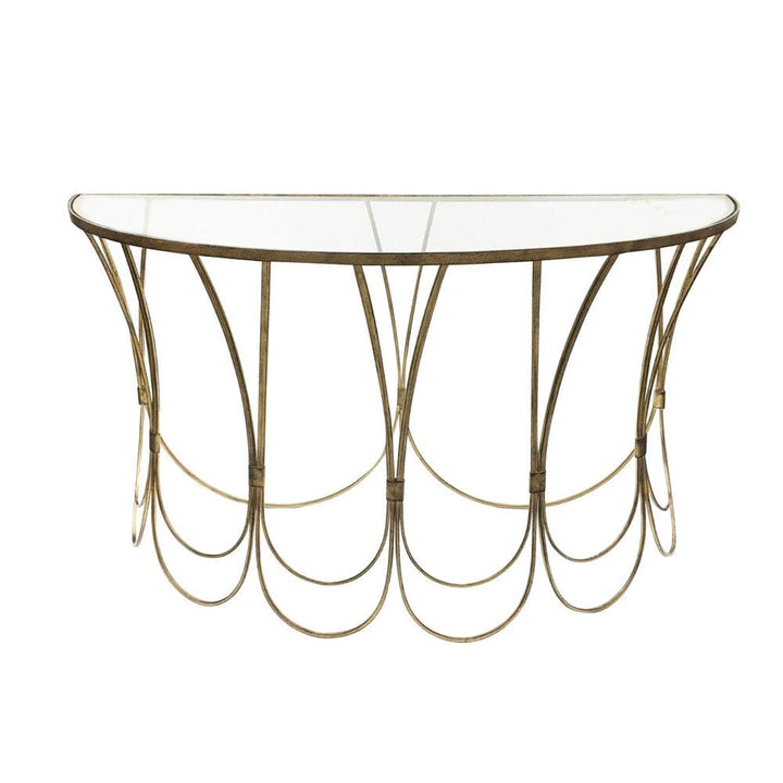 Langan Champagne Scalloped Detail Console Table Console Table 