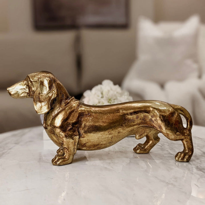 Large Antique Gold Dachshund Ornament Accessories 