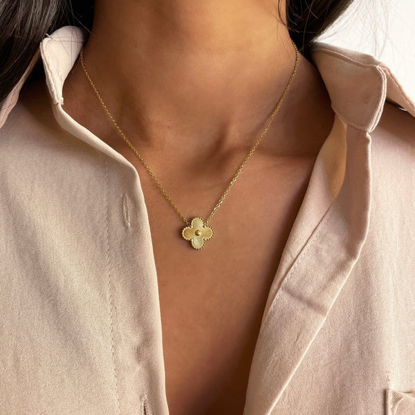 Large Gold Single Petal Necklace 