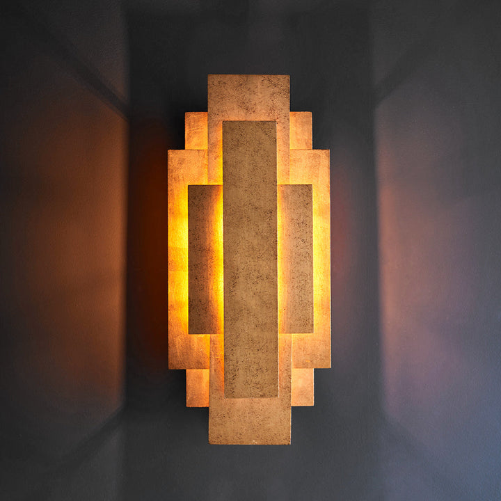 Leora Rectangular Gold Panel Wall Light Lighting 