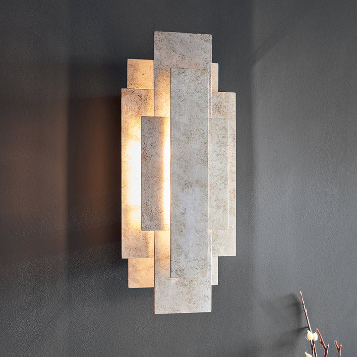 Leora Rectangular Silver Panel Wall Light Lighting 