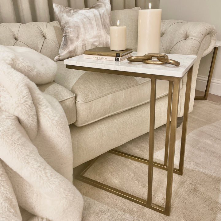 Leorna Marble & Gold Sofa Table End and Side Table 
